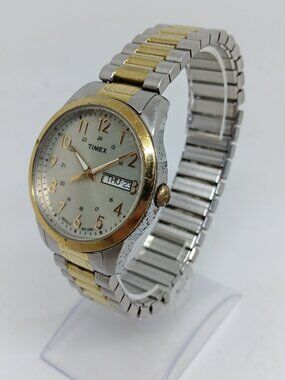 Timex South Street T2M935 Men's 36mm Two Tone Flex Band Indiglo Day/Date Watch